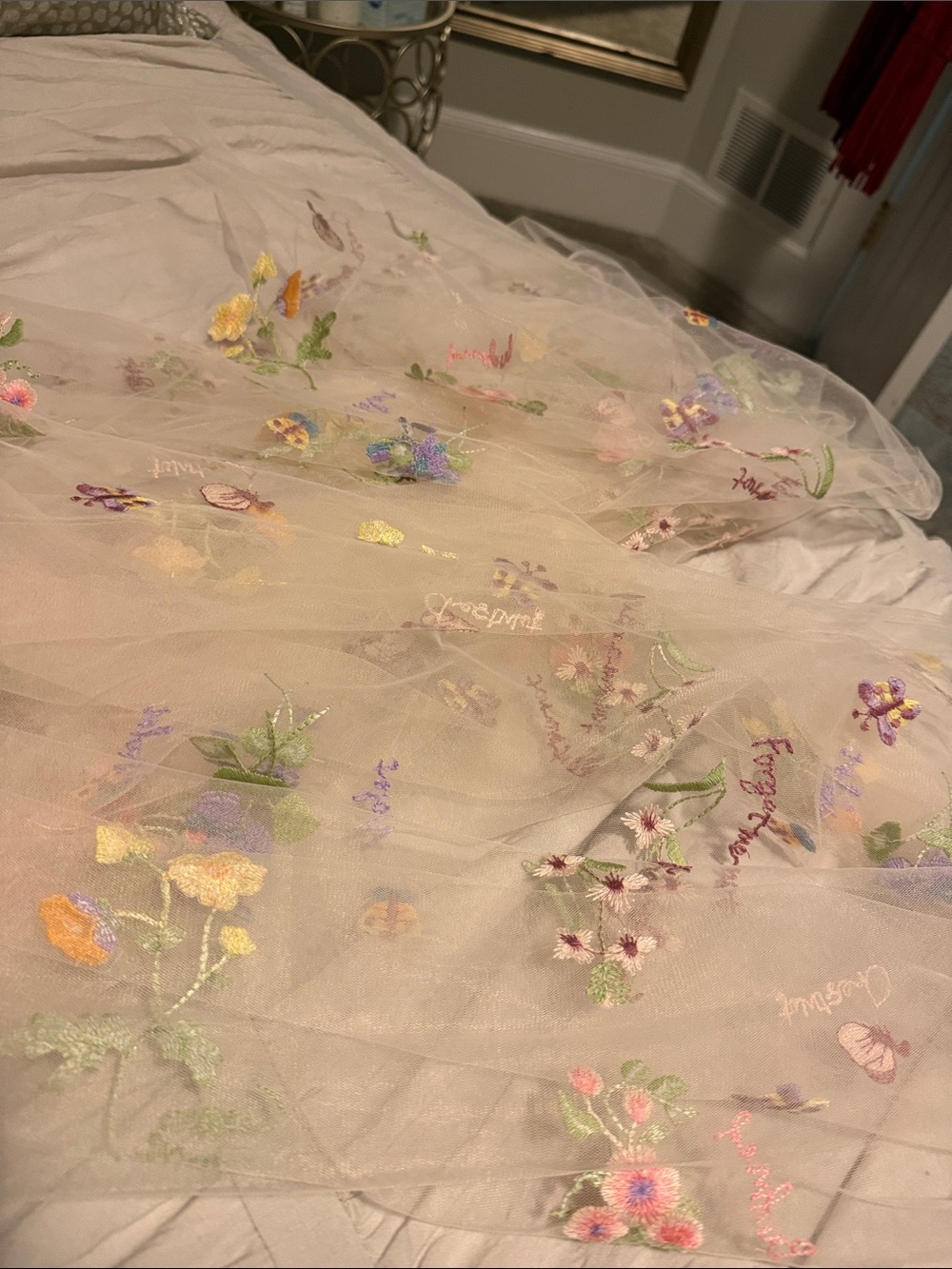 Embroidered Floral Tulle in Cream🌸